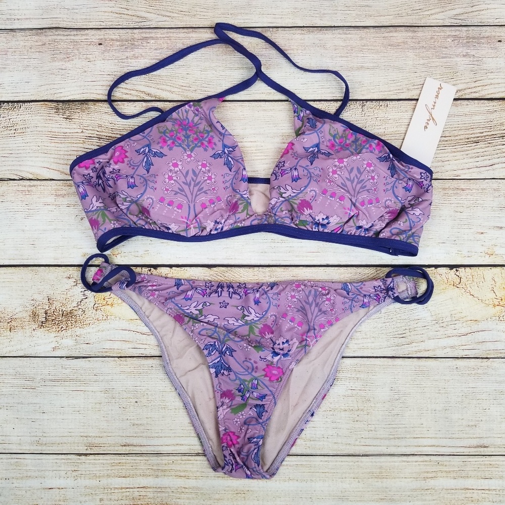 Purple Floral Swim Bikini Set Large